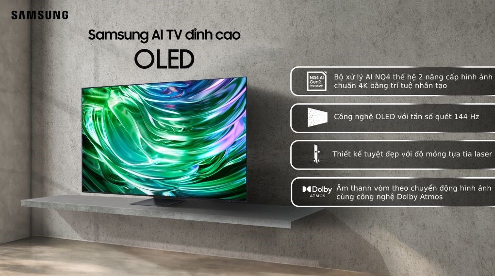 Samsung QA65S90D - hình 3 Thiết kế viền mỏng và chân đế của tivi Samsung QA65S90D
