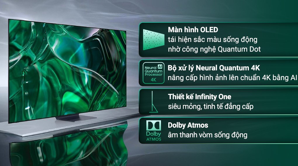 Smart Tivi OLED Samsung 4K 65 inch QA65S95CA mặt trước, tấm nền QD-OLED