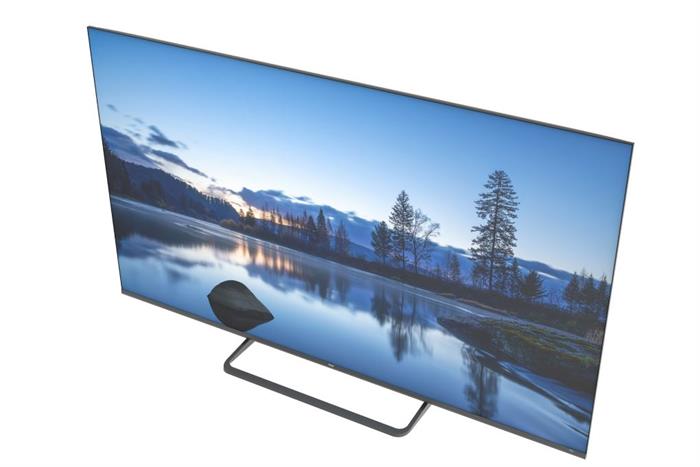 Thiết kế siêu mỏng Haier H65S85GUX - Viền kim loại tối giản, góc nhìn nghiêng