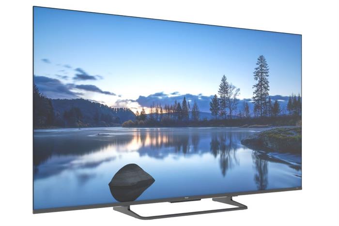 Haier H75S85GUX góc nghiêng — thiết kế viền kim loại siêu mỏng sang trọng