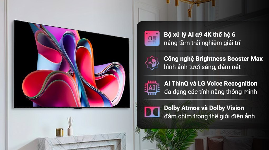 Thiết kế Gallery One Wall treo sát tường của LG OLED65G3PSA